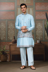 Sky Blue Embroidered Koti Kurta